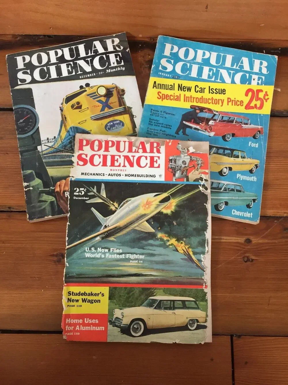 Lot 3 Vintage 1950s Popular Science Magazine Sci-Fi Technology Radio Atomic Era